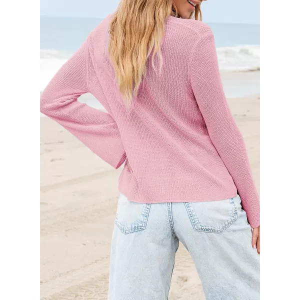 Sidefeel Womens 2024 Summer Cardigans Lightweight Spring Fashion Long Sleeve Knit V Neck Button Up Sweaters