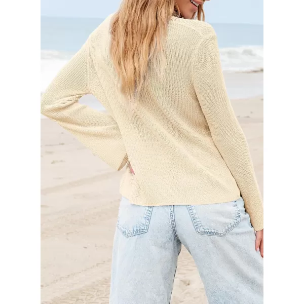 Sidefeel Womens 2024 Summer Cardigans Lightweight Spring Fashion Long Sleeve Knit V Neck Button Up Sweaters