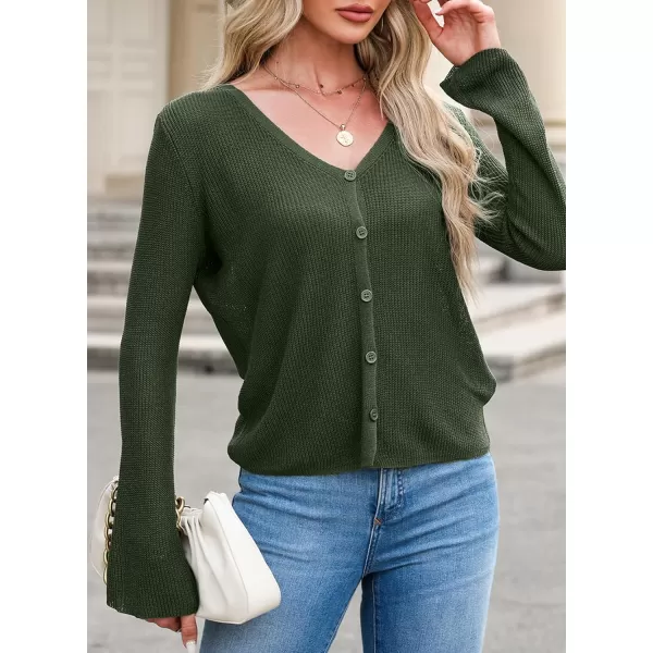 Sidefeel Womens 2024 Summer Cardigans Lightweight Spring Fashion Long Sleeve Knit V Neck Button Up Sweaters