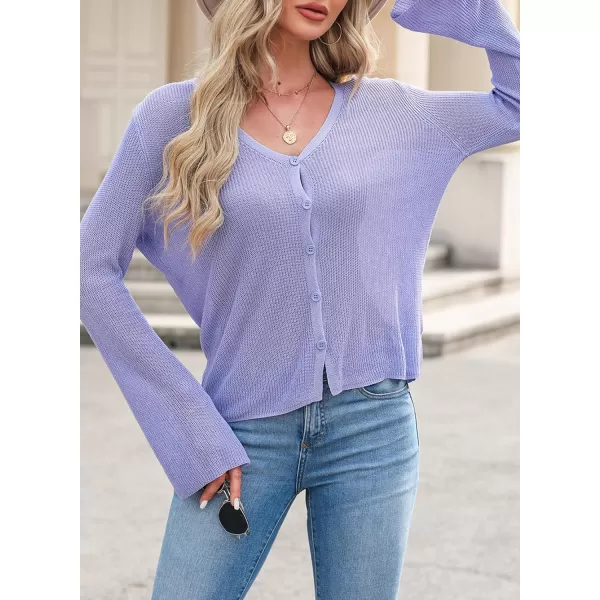 Sidefeel Womens 2024 Summer Cardigans Lightweight Spring Fashion Long Sleeve Knit V Neck Button Up Sweaters