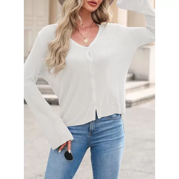 Sidefeel Womens 2024 Summer Cardigans Lightweight Spring Fashion Long Sleeve Knit V Neck Button Up Sweaters