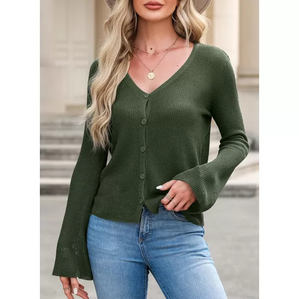 Sidefeel Womens 2024 Summer Cardigans Lightweight Spring Fashion Long Sleeve Knit V Neck Button Up Sweaters