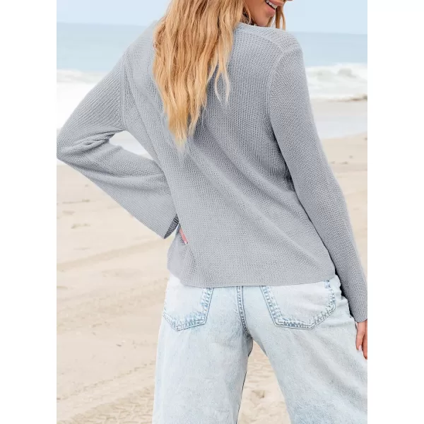 Sidefeel Womens 2024 Summer Cardigans Lightweight Spring Fashion Long Sleeve Knit V Neck Button Up Sweaters