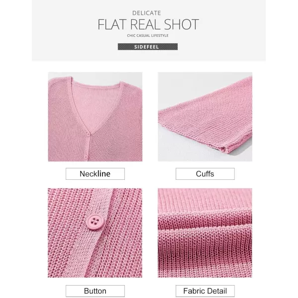 Sidefeel Womens 2024 Summer Cardigans Lightweight Spring Fashion Long Sleeve Knit V Neck Button Up Sweaters