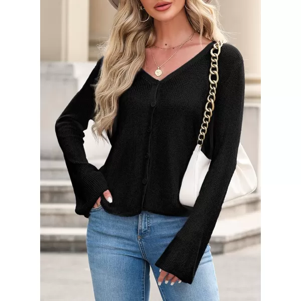 Sidefeel Womens 2024 Summer Cardigans Lightweight Spring Fashion Long Sleeve Knit V Neck Button Up Sweaters