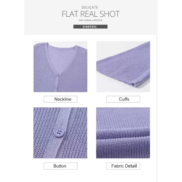 Sidefeel Womens 2024 Summer Cardigans Lightweight Spring Fashion Long Sleeve Knit V Neck Button Up Sweaters