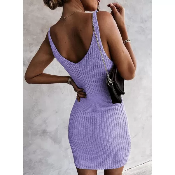 Sidefeel Womens 2024 Summer V Neck Sleeveless Sundress Casual Ribbed Knit Tank Dress Sexy Bodycon Mini Dress