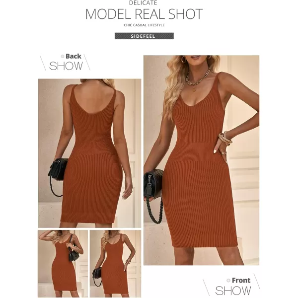 Sidefeel Womens 2024 Summer V Neck Sleeveless Sundress Casual Ribbed Knit Tank Dress Sexy Bodycon Mini Dress