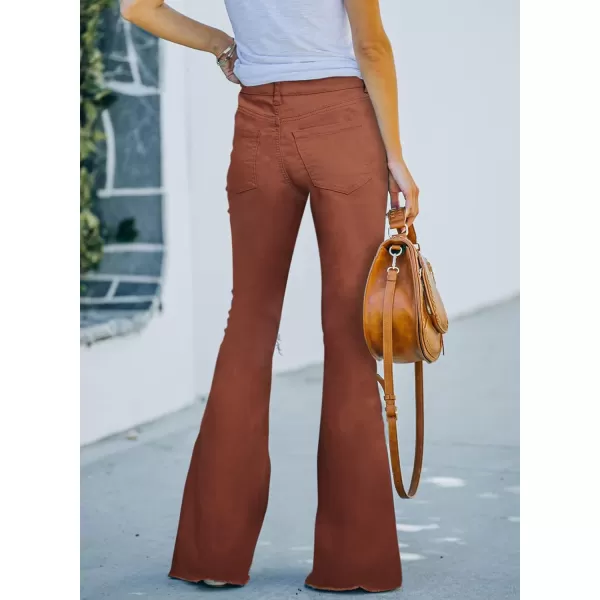 Sidefeel Women's Bell Bottom Button Fly Bootcut Jeans Ripped Flared Denim Pants