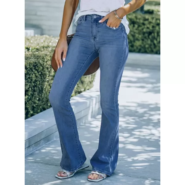 Sidefeel Women's Bell Bottom Button Fly Bootcut Jeans Ripped Flared Denim Pants