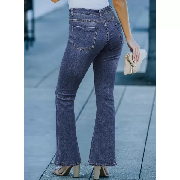 Sidefeel Women's Bell Bottom Button Fly Bootcut Jeans Ripped Flared Denim Pants