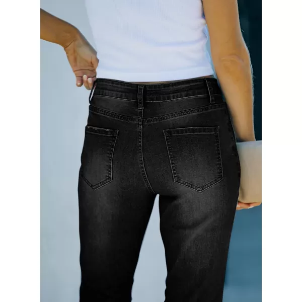 Sidefeel Women's Bell Bottom Button Fly Bootcut Jeans Ripped Flared Denim Pants
