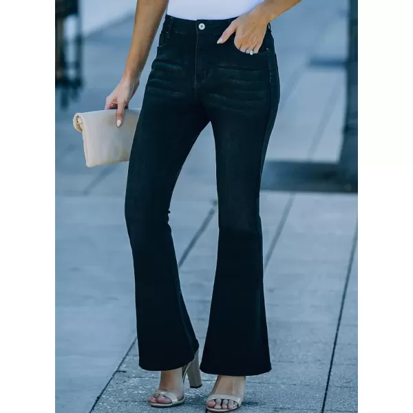 Sidefeel Women's Bell Bottom Button Fly Bootcut Jeans Ripped Flared Denim Pants