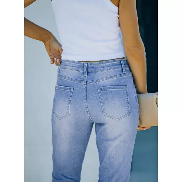 Sidefeel Women's Bell Bottom Button Fly Bootcut Jeans Ripped Flared Denim Pants