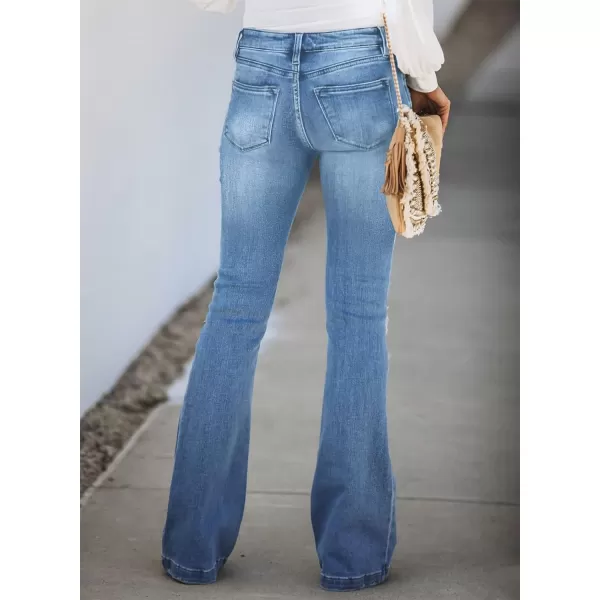 Sidefeel Women's Bell Bottom Button Fly Bootcut Jeans Ripped Flared Denim Pants