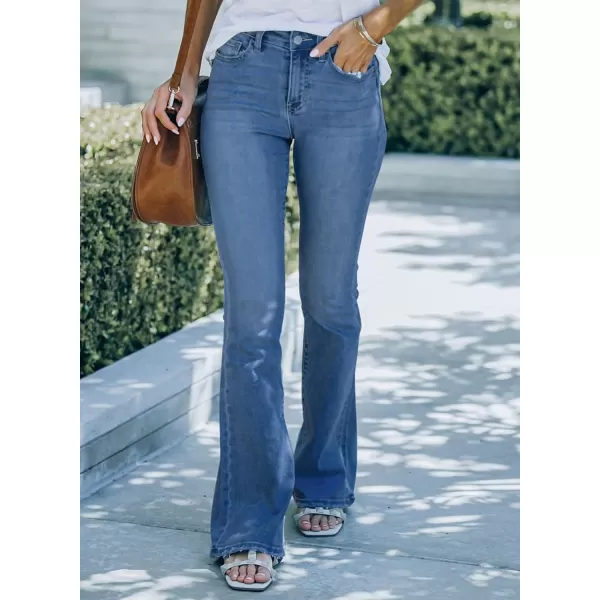 Sidefeel Women's Bell Bottom Button Fly Bootcut Jeans Ripped Flared Denim Pants
