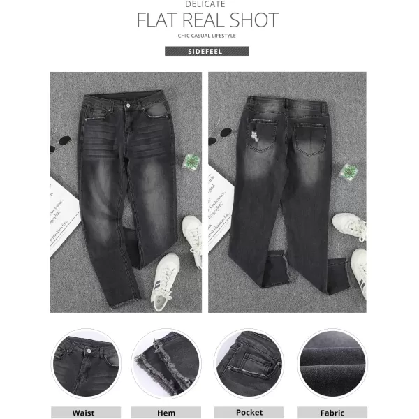 Sidefeel Women's Boyfriend Jeans Stretchy Ripped Distressed Denim Pants Size 4-18