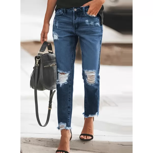 Sidefeel Women's Boyfriend Jeans Stretchy Ripped Distressed Denim Pants Size 4-18