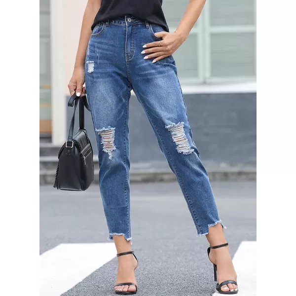 Sidefeel Women's Boyfriend Jeans Stretchy Ripped Distressed Denim Pants Size 4-18
