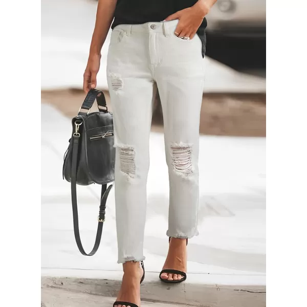 Sidefeel Women's Boyfriend Jeans Stretchy Ripped Distressed Denim Pants Size 4-18