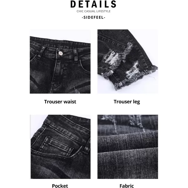 Sidefeel Women's Boyfriend Jeans Stretchy Ripped Distressed Denim Pants Size 4-18