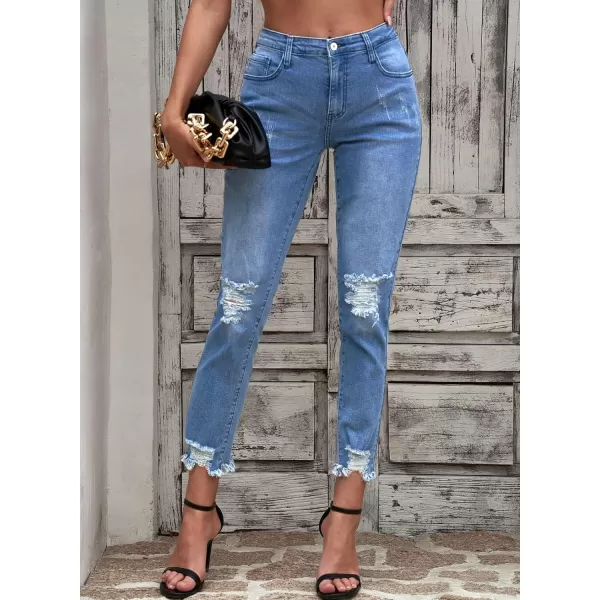 Sidefeel Women's Boyfriend Jeans Stretchy Ripped Distressed Denim Pants Size 4-18