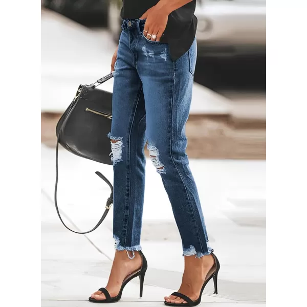 Sidefeel Women's Boyfriend Jeans Stretchy Ripped Distressed Denim Pants Size 4-18