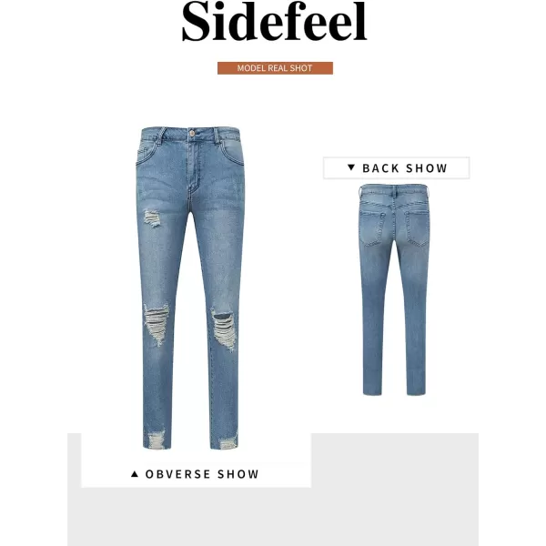 Sidefeel Women's Boyfriend Jeans Stretchy Ripped Distressed Denim Pants Size 4-18