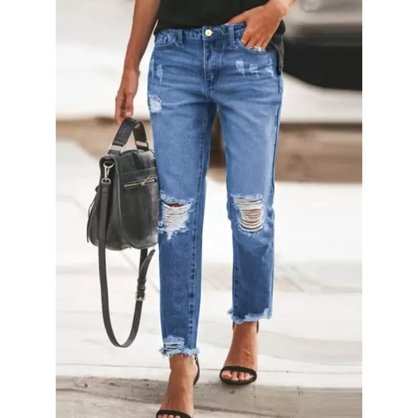 Sidefeel Women's Boyfriend Jeans Stretchy Ripped Distressed Denim Pants Size 4-18