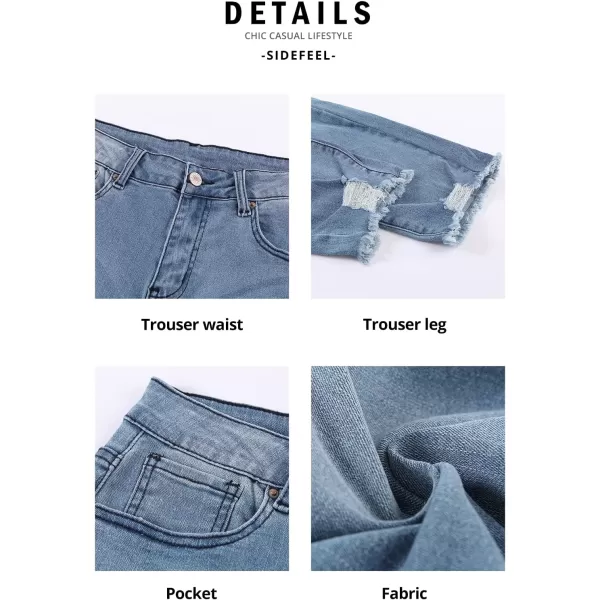 Sidefeel Women's Boyfriend Jeans Stretchy Ripped Distressed Denim Pants Size 4-18