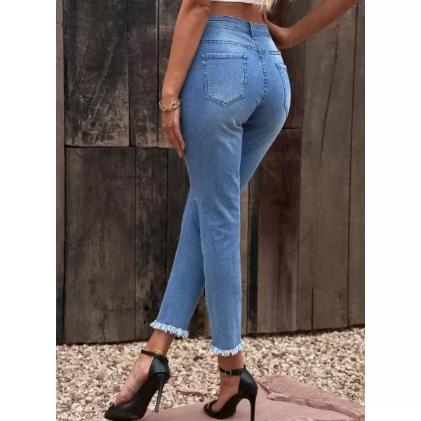 Sidefeel Women's Boyfriend Jeans Stretchy Ripped Distressed Denim Pants Size 4-18