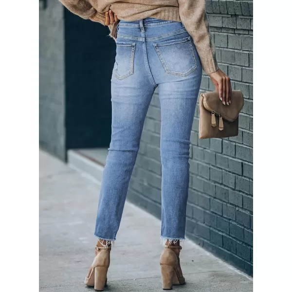 Sidefeel Women's Boyfriend Jeans Stretchy Ripped Distressed Denim Pants Size 4-18