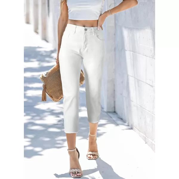 Sidefeel Women's Capri Jeans High Waisted 2024 Summer Straight Leg Raw Hem Denim Pants