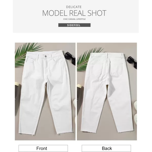 Sidefeel Women's Capri Jeans High Waisted 2024 Summer Straight Leg Raw Hem Denim Pants