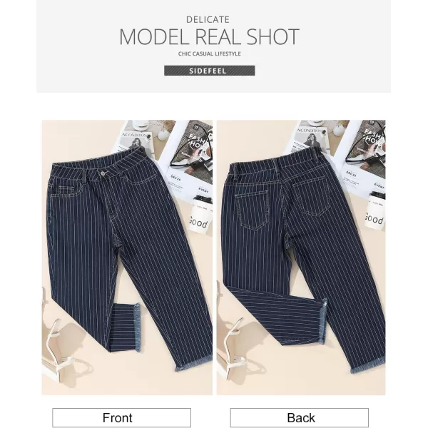 Sidefeel Women's Capri Jeans High Waisted 2024 Summer Straight Leg Raw Hem Denim Pants
