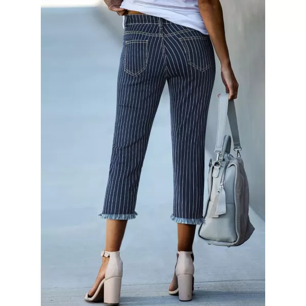 Sidefeel Women's Capri Jeans High Waisted 2024 Summer Straight Leg Raw Hem Denim Pants