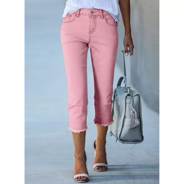 Sidefeel Women's Capri Jeans High Waisted 2024 Summer Straight Leg Raw Hem Denim Pants