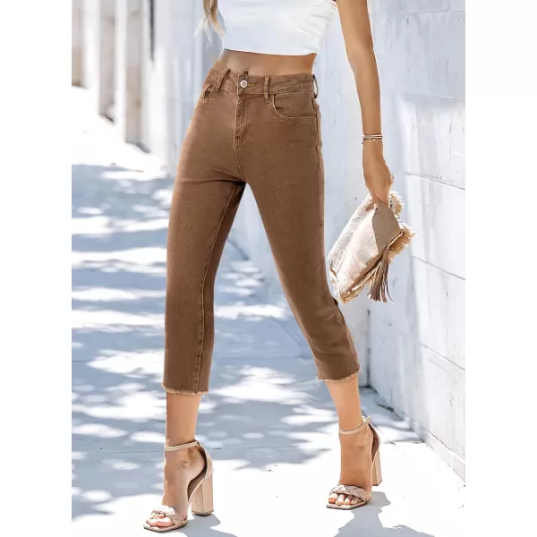 Sidefeel Women's Capri Jeans High Waisted 2024 Summer Straight Leg Raw Hem Denim Pants
