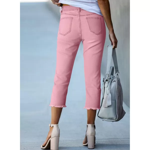 Sidefeel Women's Capri Jeans High Waisted 2024 Summer Straight Leg Raw Hem Denim Pants