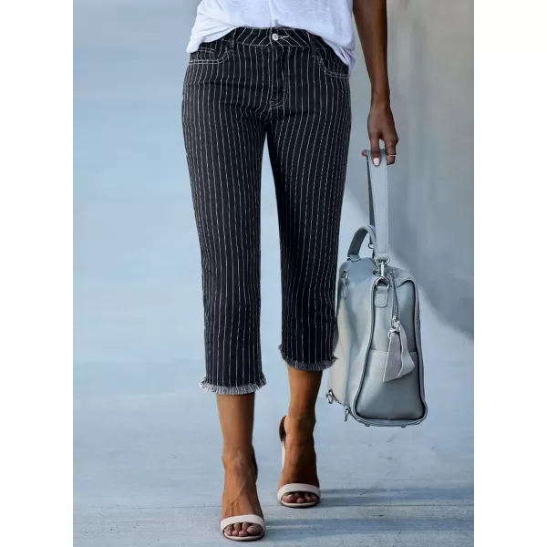 Sidefeel Women's Capri Jeans High Waisted 2024 Summer Straight Leg Raw Hem Denim Pants
