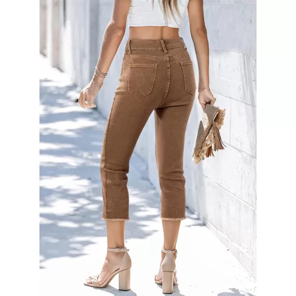 Sidefeel Women's Capri Jeans High Waisted 2024 Summer Straight Leg Raw Hem Denim Pants