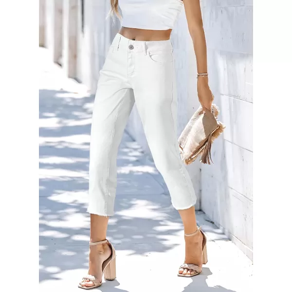 Sidefeel Women's Capri Jeans High Waisted 2024 Summer Straight Leg Raw Hem Denim Pants
