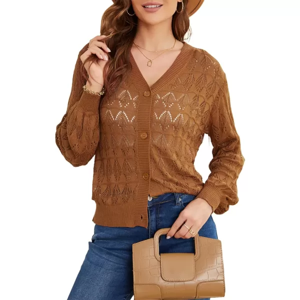 Sidefeel Women's Cardigan Lightweight Crochet Knit Hollow Out Summer Fall Spring Cardigan