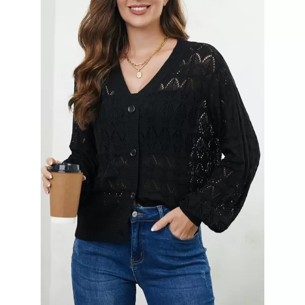 Sidefeel Women's Cardigan Lightweight Crochet Knit Hollow Out Summer Fall Spring Cardigan