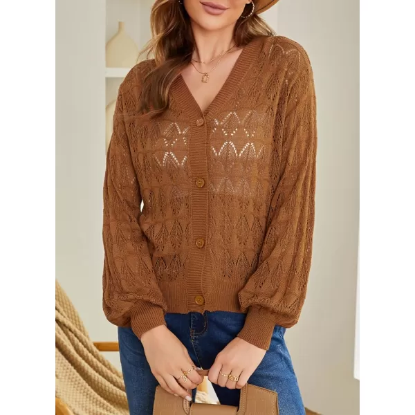 Sidefeel Women's Cardigan Lightweight Crochet Knit Hollow Out Summer Fall Spring Cardigan