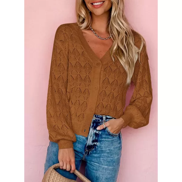 Sidefeel Women's Cardigan Lightweight Crochet Knit Hollow Out Summer Fall Spring Cardigan