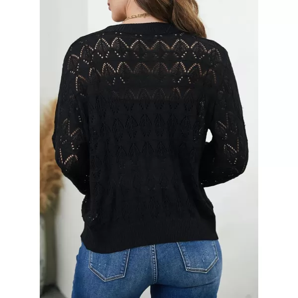 Sidefeel Women's Cardigan Lightweight Crochet Knit Hollow Out Summer Fall Spring Cardigan