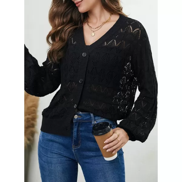 Sidefeel Women's Cardigan Lightweight Crochet Knit Hollow Out Summer Fall Spring Cardigan