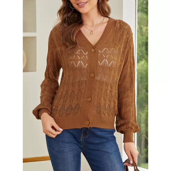 Sidefeel Women's Cardigan Lightweight Crochet Knit Hollow Out Summer Fall Spring Cardigan