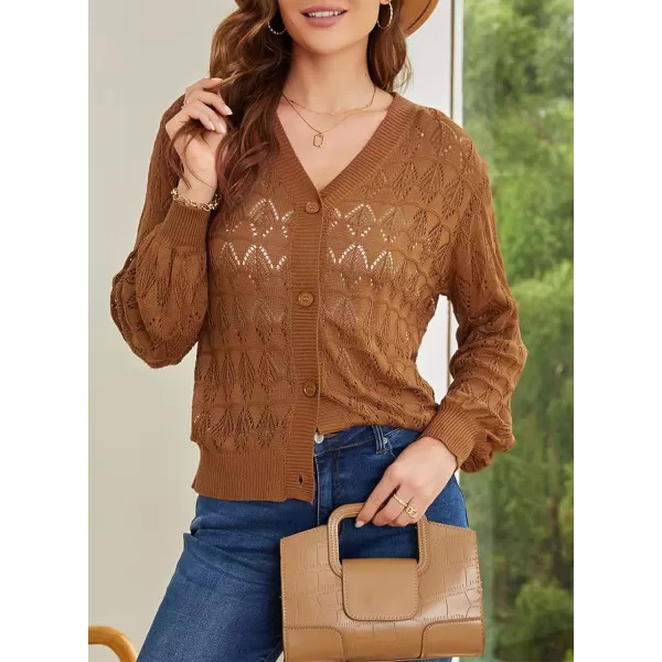 Sidefeel Women's Cardigan Lightweight Crochet Knit Hollow Out Summer Fall Spring Cardigan